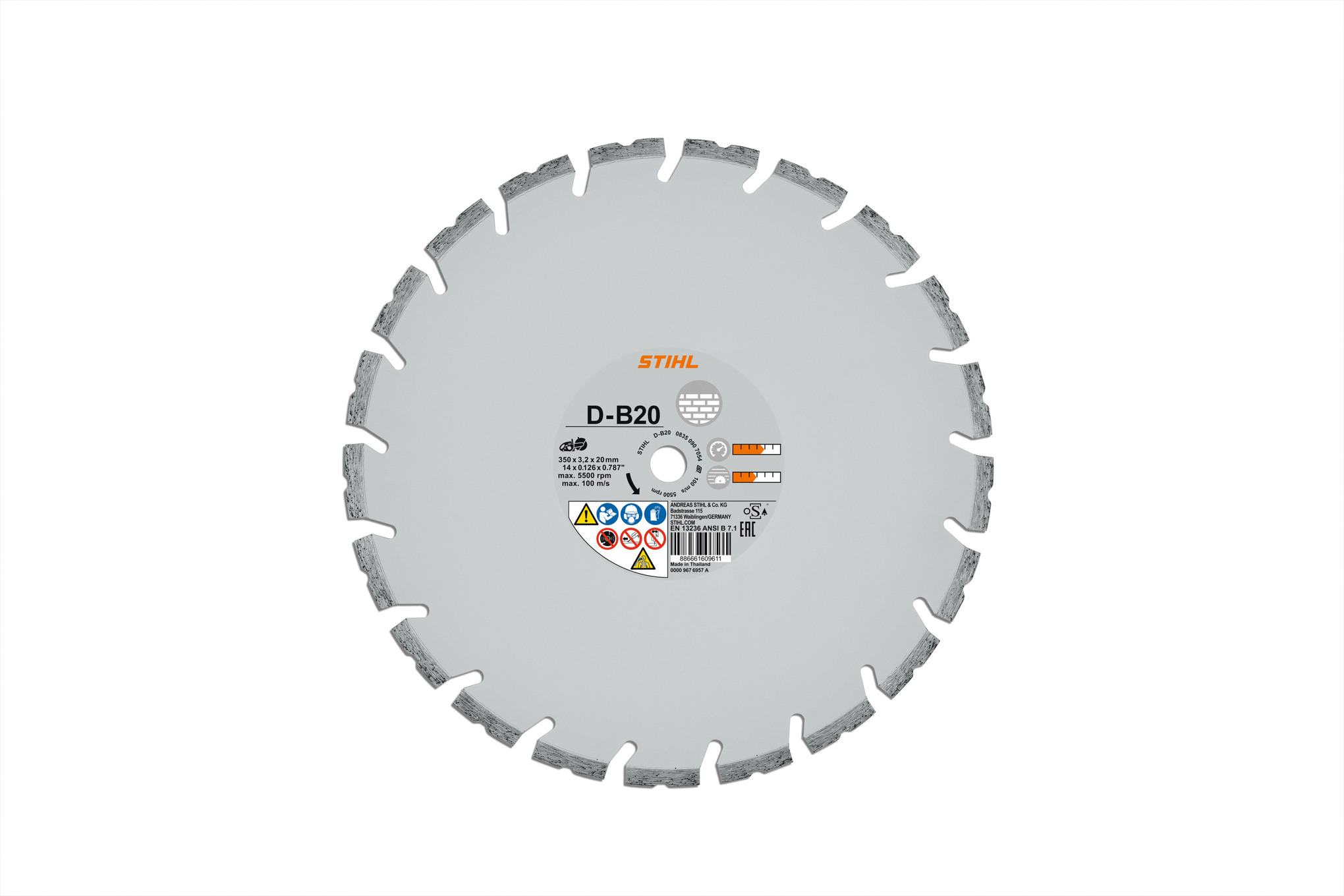 Diamentowa tarcza tnąca, beton, D-B20, Ø 350mm/14"