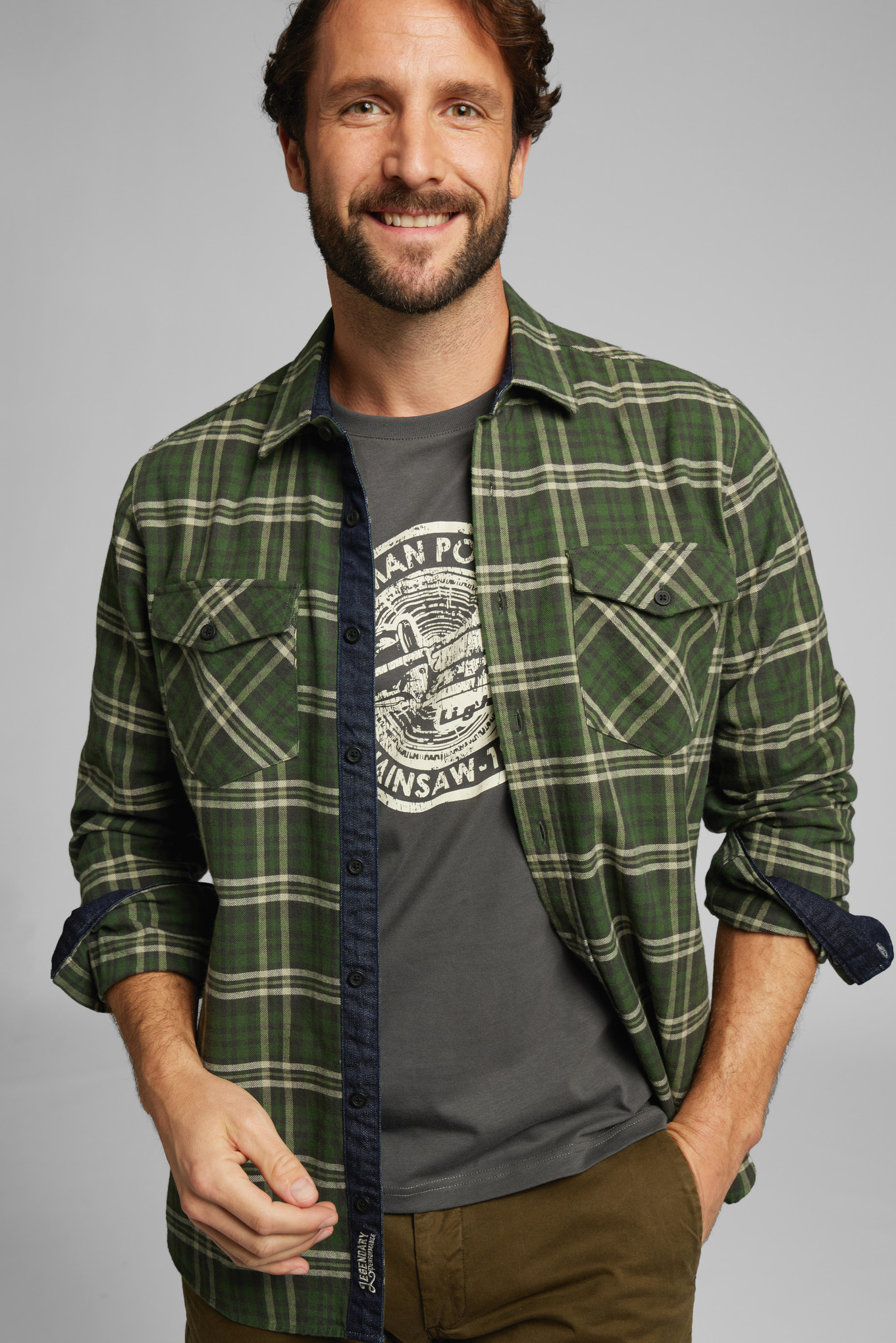 Koszula PLAID FLANNEL (zielono-beżowa)