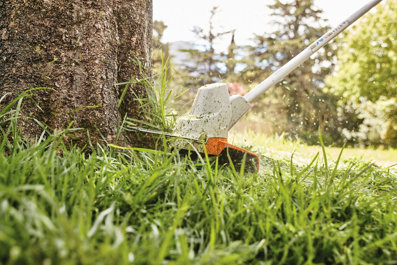 Przycinanie krawędzi trawnik kosą akumulatorową STIHL FSA 57